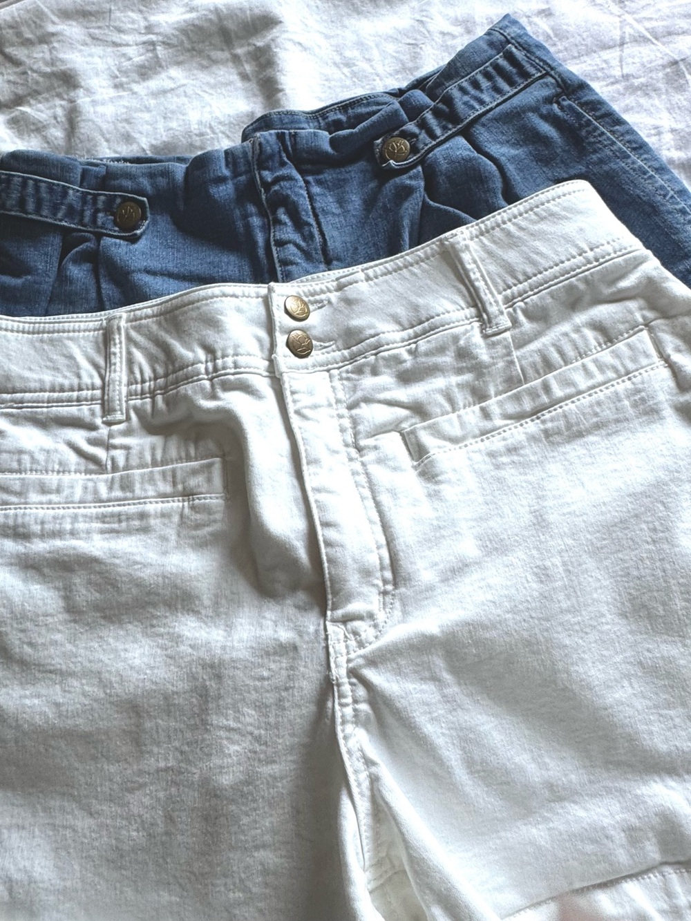Draper James Lot of 2 Size 12 Blue & White High Rise Denim Shorts